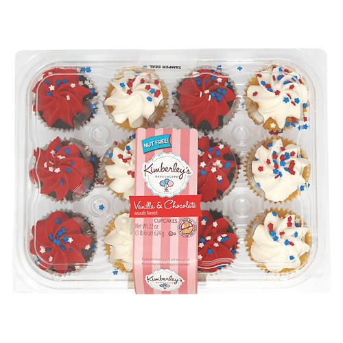 Nut Free Patriotic Vanilla & Chocolate Flavor Cupcakes, 12 count Product Image Front shot 01