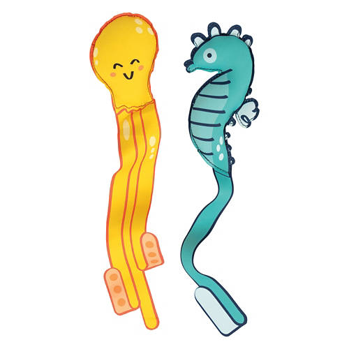 3 Piece Sea Animal with Streamers Shaped Neoprene Dive Toys Product Image Front shot 01
