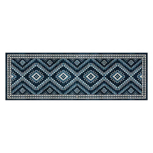 2' x 6' Foldable & Washable Runner - Navy Tribal