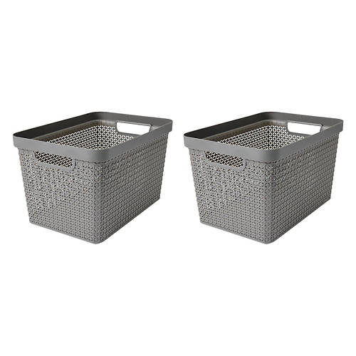 2 Pack Large Storage Basket, Dark Grey