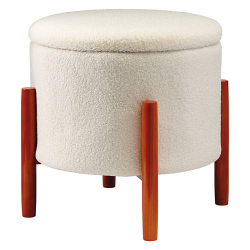 White Sherpa Ottoman Product Image Front shot 01