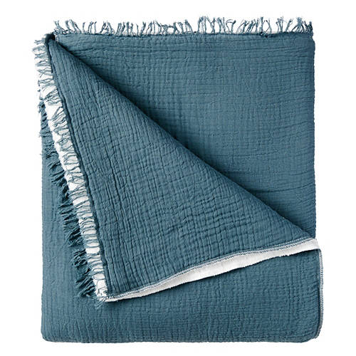 50” x 70” Soft Sherpa Gauze Throw, Navy