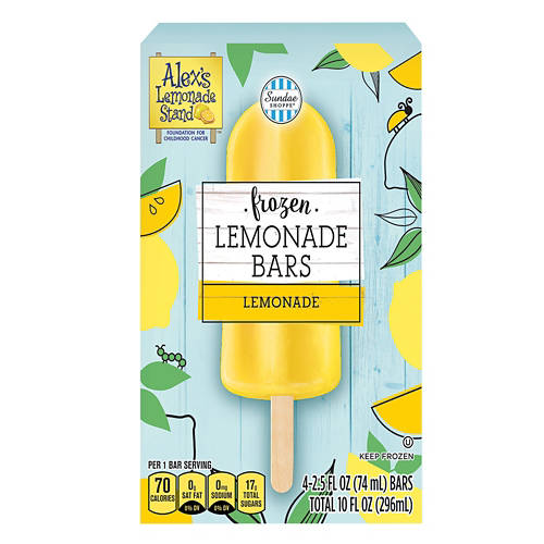 Alex's  Lemonade  Stand Frozen Lemonade Bars, 4 count Product Image Front shot 01