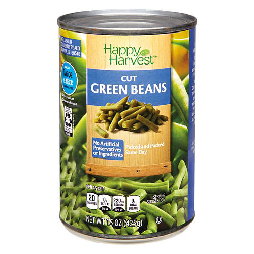 Canned  Cut Green Beans, 15 oz Product Image Front shot 01