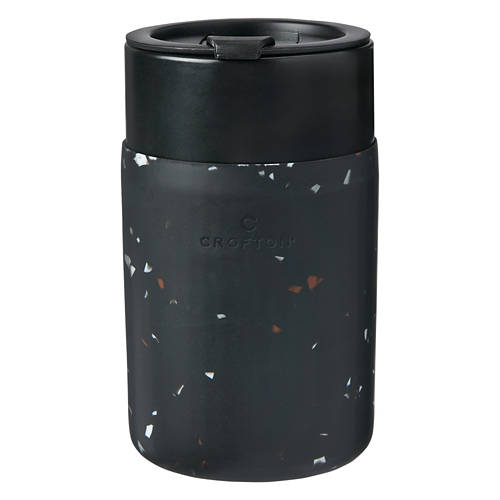 Ceramic and Silicone Travel Mug - Black Terrazzo