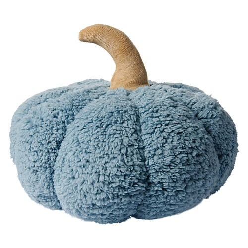 11" Sherpa Pumpkin Pillow, Slate Blue