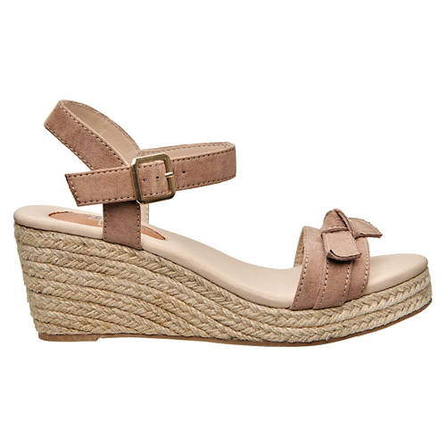 Ladies Espadrille Wedge Sandals - Tan, 7