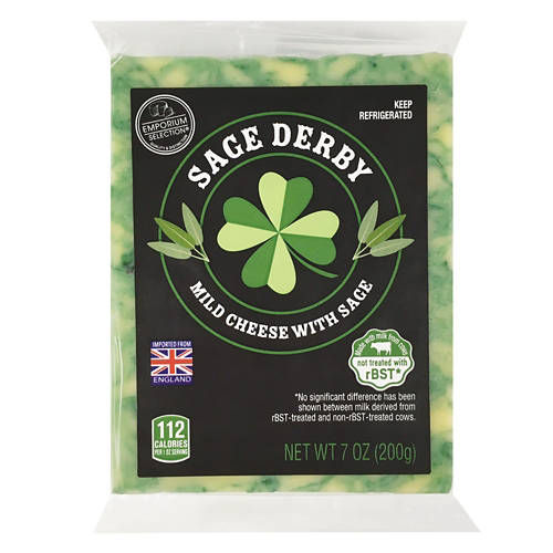 English Sage Derby Mild Cheese, 7 oz