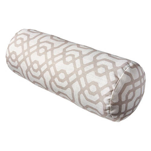 8” x 20” Bolster Luxe Pillow, Taupe Geometric