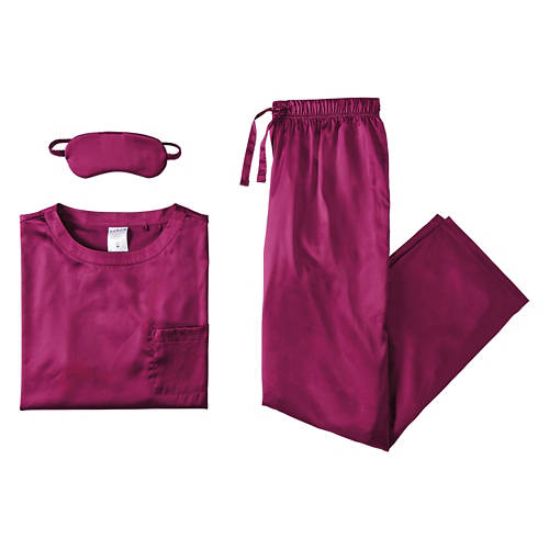 Ladies Satin Pajama Set - Purple, S