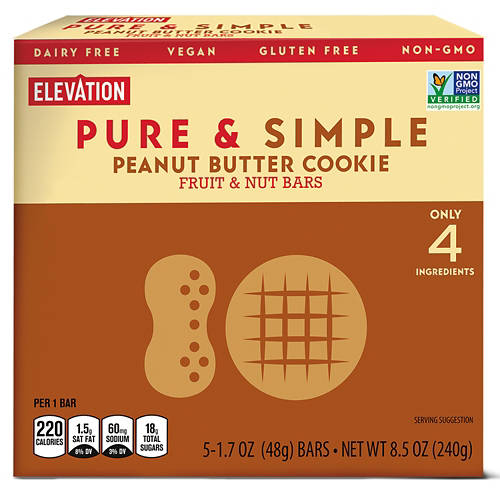 Peanut Butter Cookie Pure and Simple Fruit and Nut Bars, 5 count