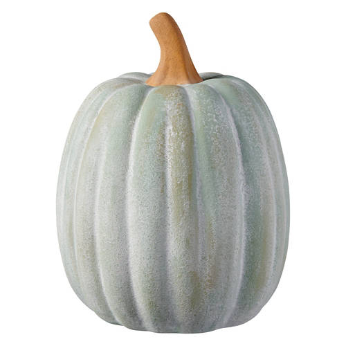 Ceramic Pumpkin, Sage Washed Terracotta - 6.5" x 6.5" x 7"