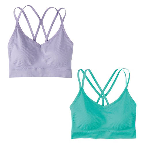 2 Pack Seamless Comfort Bra - Green & Purple, L Product Image Front shot 01