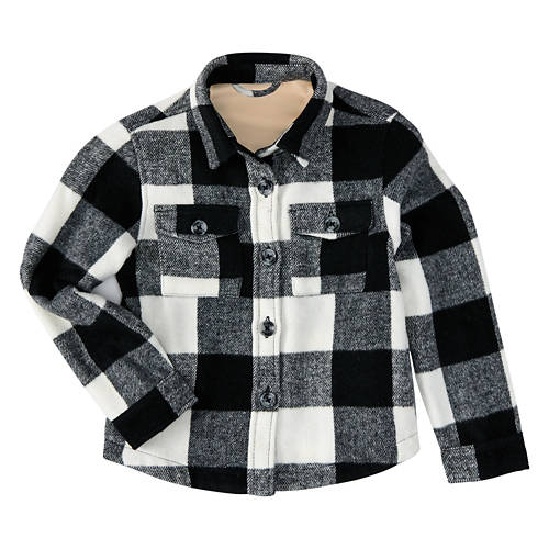 Childrens Plaid Shacket - Black Plaid, S