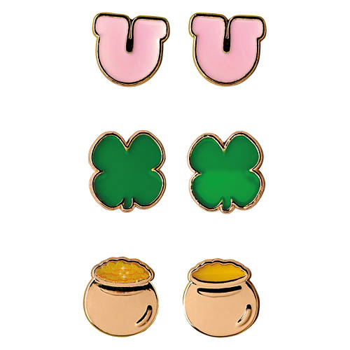 3 Pack Lucky Charms Earrings - Leaf Clover