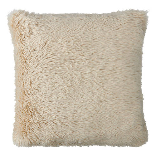 18” X 18” Faux Fur Square Luxe Pillow, Beige