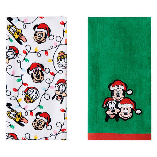 2 Pack Holiday Hand Towel Set - Mickey &  Friends/Smiley Christmas Faces