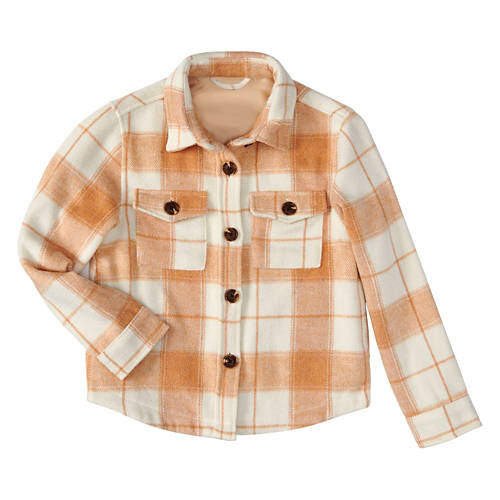 Childrens Plaid Shacket - Tan Plaid, M