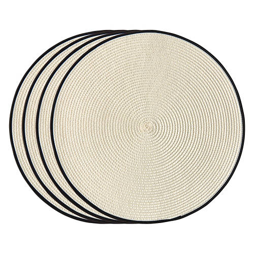 14" x 19" Trim Round Placemat Set - Cream, 4 pack