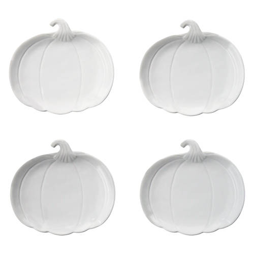 4 Pack White Pumpkin Plate