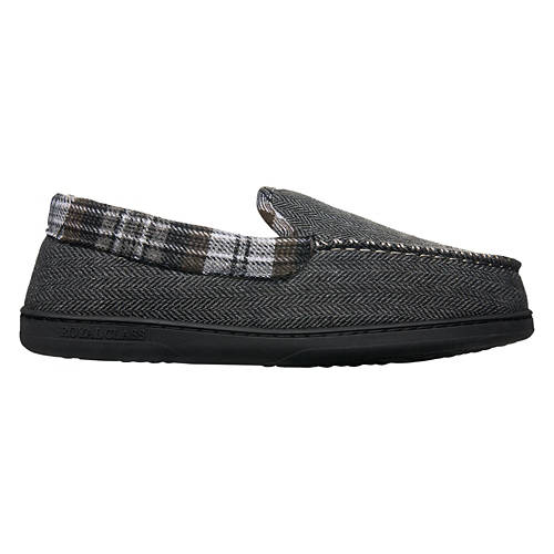 Men's Memory Foam Slippers - Gray/Plaid, 9