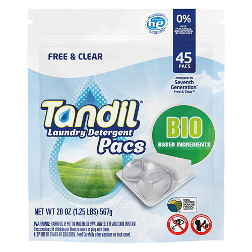 Bio Based Laundry Detergent Pacs, 45 count Product Image Front shot 01