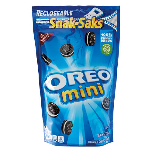 Snak Sak Mini Oreo Chocolate Sandwich Cookies, 8 oz Product Image Front shot 01