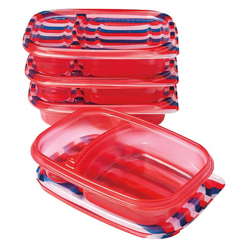 Double Compartment Food Container - Stripe Print