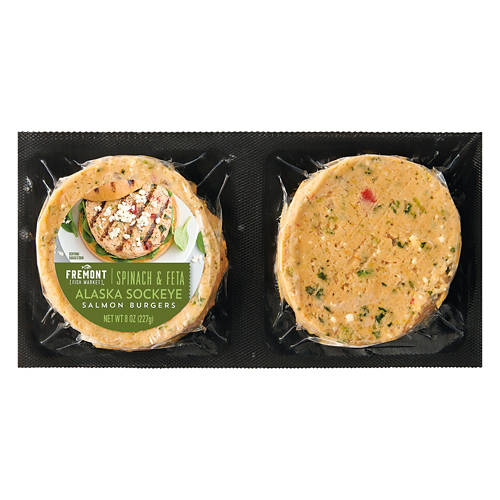Spinach & Feta Salmon Burgers, 8 oz Product Image Front shot 01
