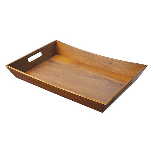 Curved Acacia Wood Tray - 19.87" x 14" x 2.5"