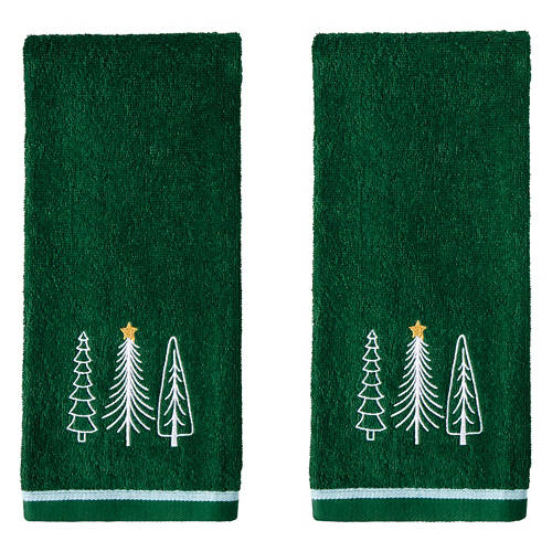 15” x 26” Holiday Hand Towel - 2 Pack, Trees