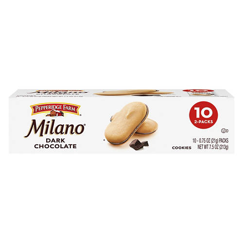 Milano Dark Chocolate Cookies, 10 count Product Image Front shot 01