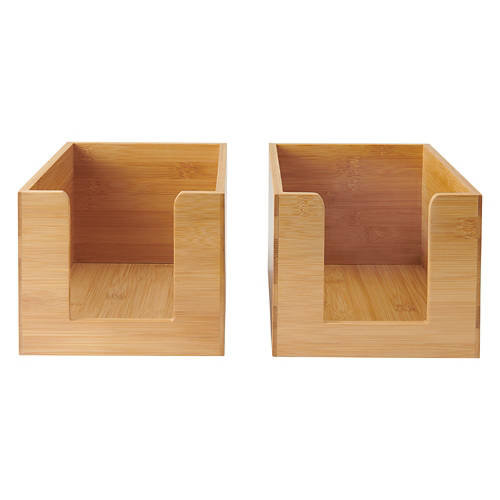 2 Pack Open Front Bamboo Pantry Organizer Bins