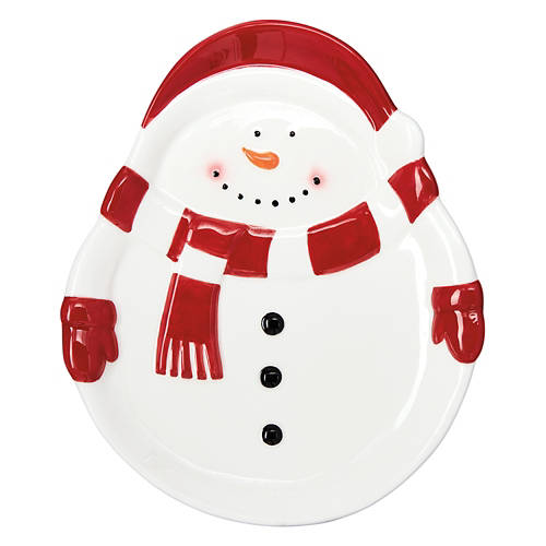 Snowman Shaped Holiday Plate