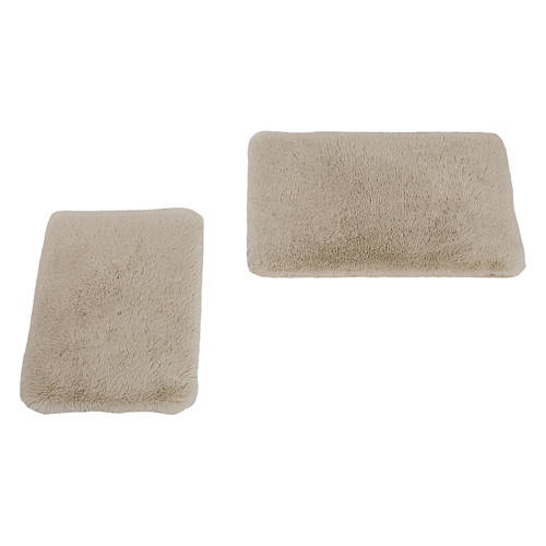 2 Piece Faux Fur Bath Rug - Tan Polar Bear Fur