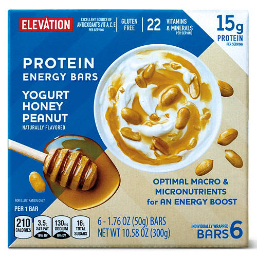 Gluten  Free Yogurt Honey Peanut Protein Energy Bars, 6 count