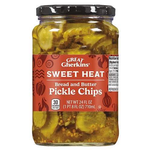 Sweet  Heat Bread & Butter Pickle Chips, 24 fl oz Product Image Front shot 01
