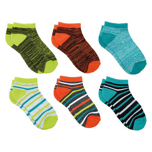 Childrens 6 Pack Low Cut Socks - Neon, L