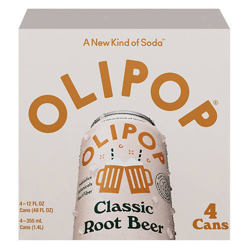 Probiotic Classic Root Beer Soda - 4 pack, 12 fl oz can Product Image Front shot 01