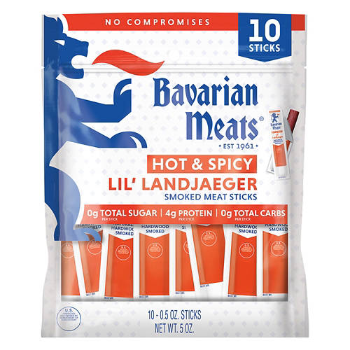 Hot & Spicy Lil Landjaeger Smoked Meat Sticks, 10 count Product Image Front shot 01