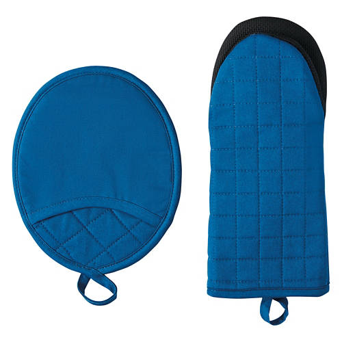 Non-Slip Grip Potholder & Oven Mitt Set, Blue