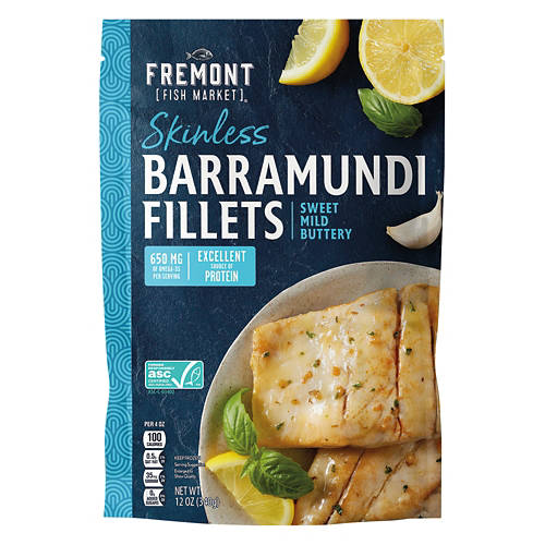 Skinless Sweet & Mild Buttery Barramundi Fillets, 12 oz Product Image Front shot 01