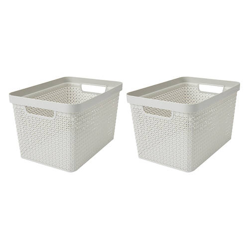 2 Pack Large Storage Basket, Light Grey