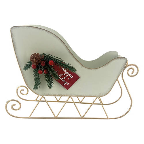 Holiday Table Top Decor - Cream Sleigh