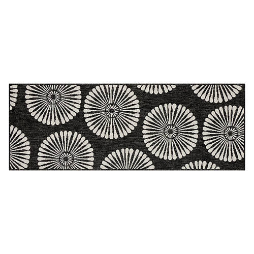 2' x 6' Multicolor Boho Runner - Black Circles