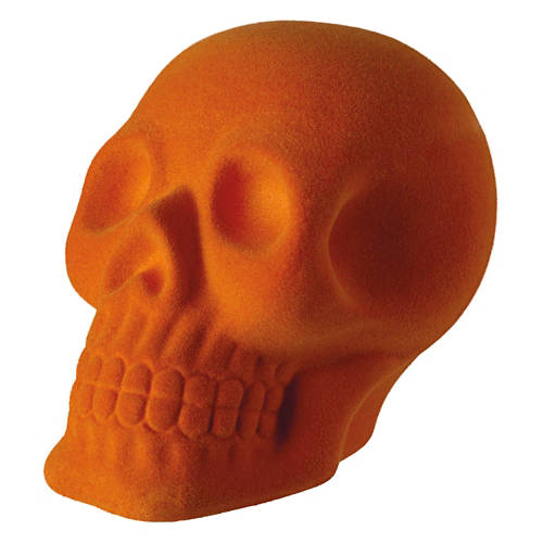 Orange Flocked Skull