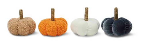 4 Pack Small Pumpkins, Boucle, Vevlet Mix