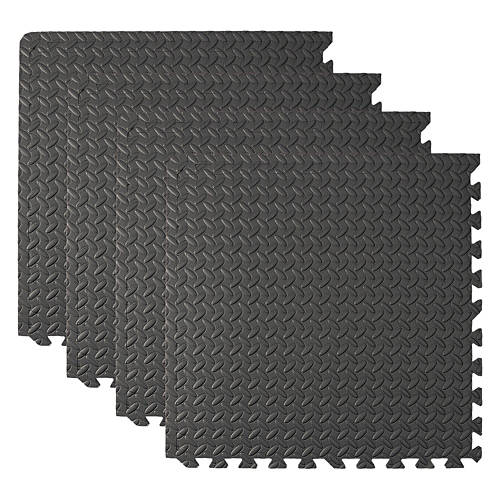 4 Pack Interlocking Floor Mats, Black