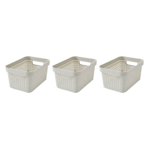 3 Pack Small Storage Basket, Light Grey