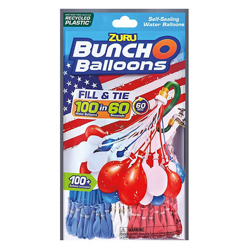 Red, White & Blue Water Balloons, 100 count Product Image Front shot 01